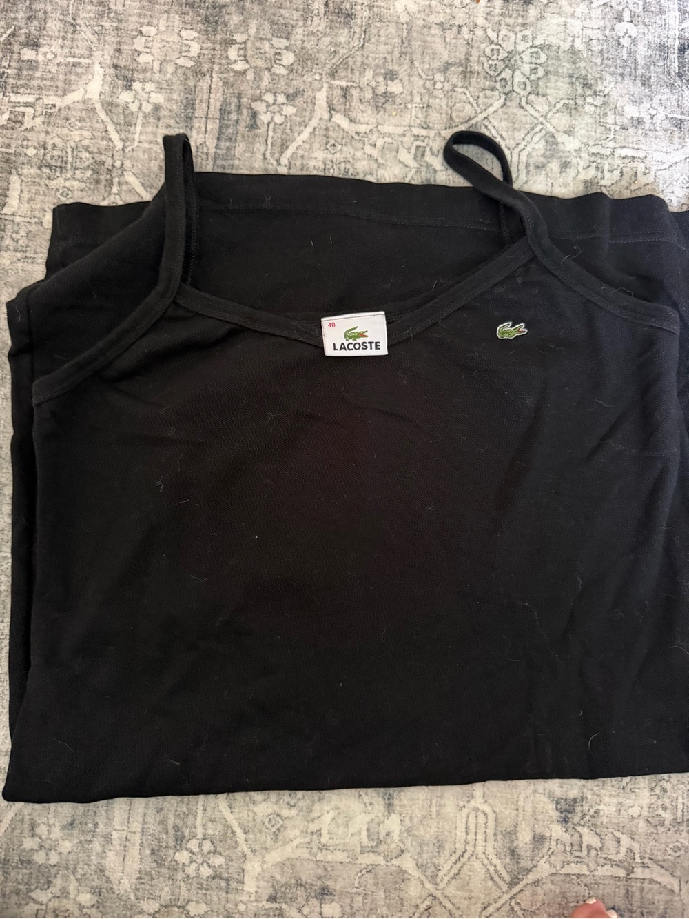 Vintage Lacoste Black Spaghetti Strap Tank with Green Crocodile Logo